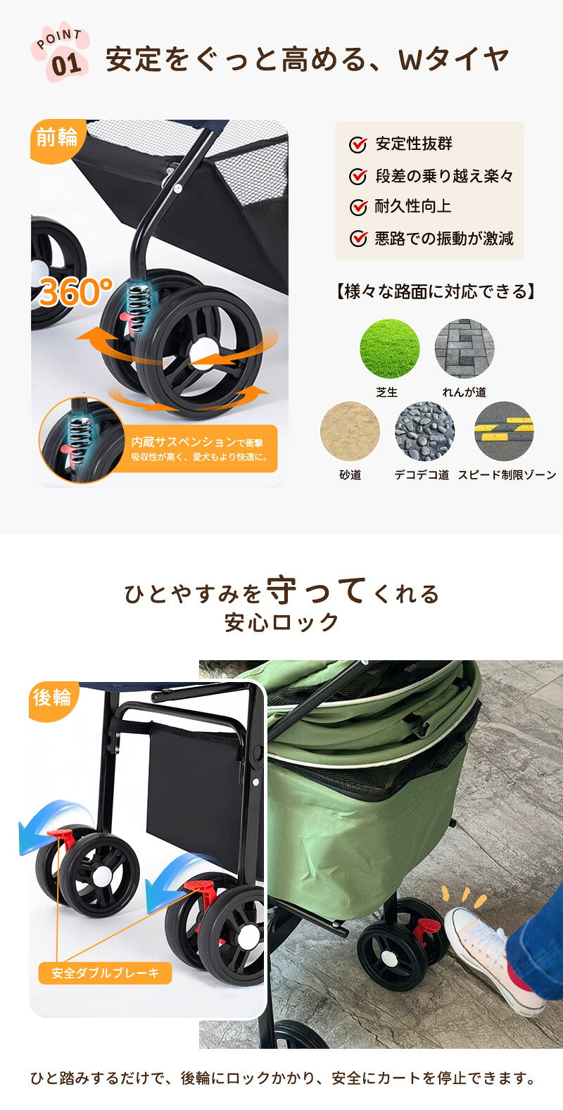 ペットカート 軽量 分離式 犬カート 中型犬 Wタイヤ 安定 2匹 軽快走行 4輪ペットカート 対面式 ペット キャリー 犬用バギー 折りたたみ式 カート 介護用 多頭 小型犬 猫 多機能 犬用ベビーカー  犬キャリー バギー 組み立て簡単 耐荷重20KG