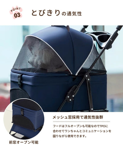 ペットカート 軽量 分離式 犬カート 中型犬 Wタイヤ 安定 2匹 軽快走行 4輪ペットカート 対面式 ペット キャリー 犬用バギー 折りたたみ式 カート 介護用 多頭 小型犬 猫 多機能 犬用ベビーカー  犬キャリー バギー 組み立て簡単 耐荷重20KG