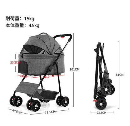 ペットカート 軽量 分離式 犬カート 中型犬 Wタイヤ 安定 2匹 軽快走行 4輪ペットカート 対面式 ペット キャリー 犬用バギー 折りたたみ式 カート 介護用 多頭 小型犬 猫 多機能 犬用ベビーカー  犬キャリー バギー 組み立て簡単 耐荷重15KG