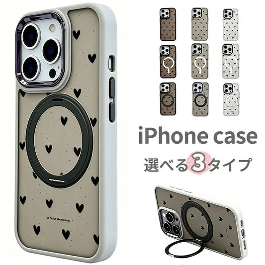 アイフォン17ケース マグセーフ アイフォン16ケース magsafe ハート柄 スマフォケース 折り畳み式 シンプル iPhoneAirケース 耐衝撃 ブラック おしゃれ カメラ保護 マグネット 可愛い ハート カジュアル iPhone15