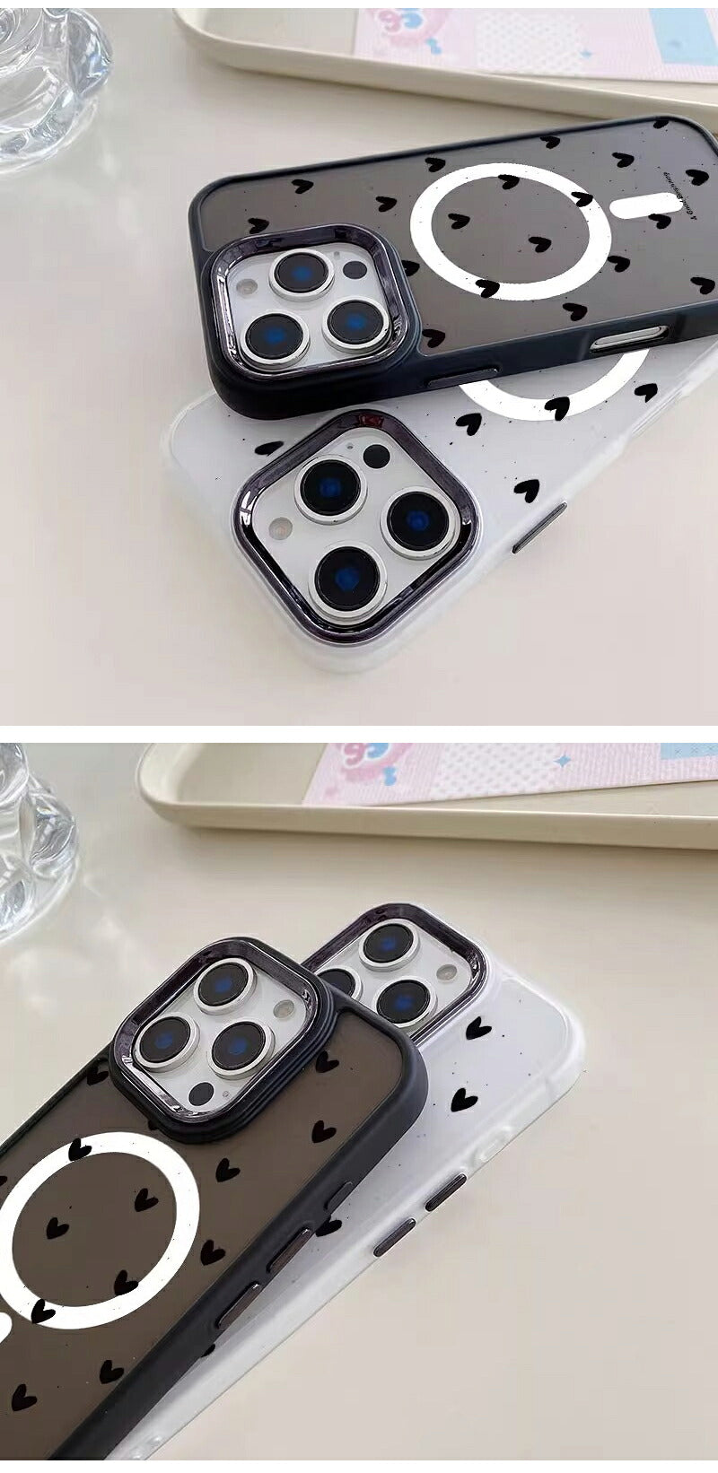 アイフォン17ケース マグセーフ アイフォン16ケース magsafe ハート柄 スマフォケース 折り畳み式 シンプル iPhoneAirケース 耐衝撃 ブラック おしゃれ カメラ保護 マグネット 可愛い ハート カジュアル iPhone15