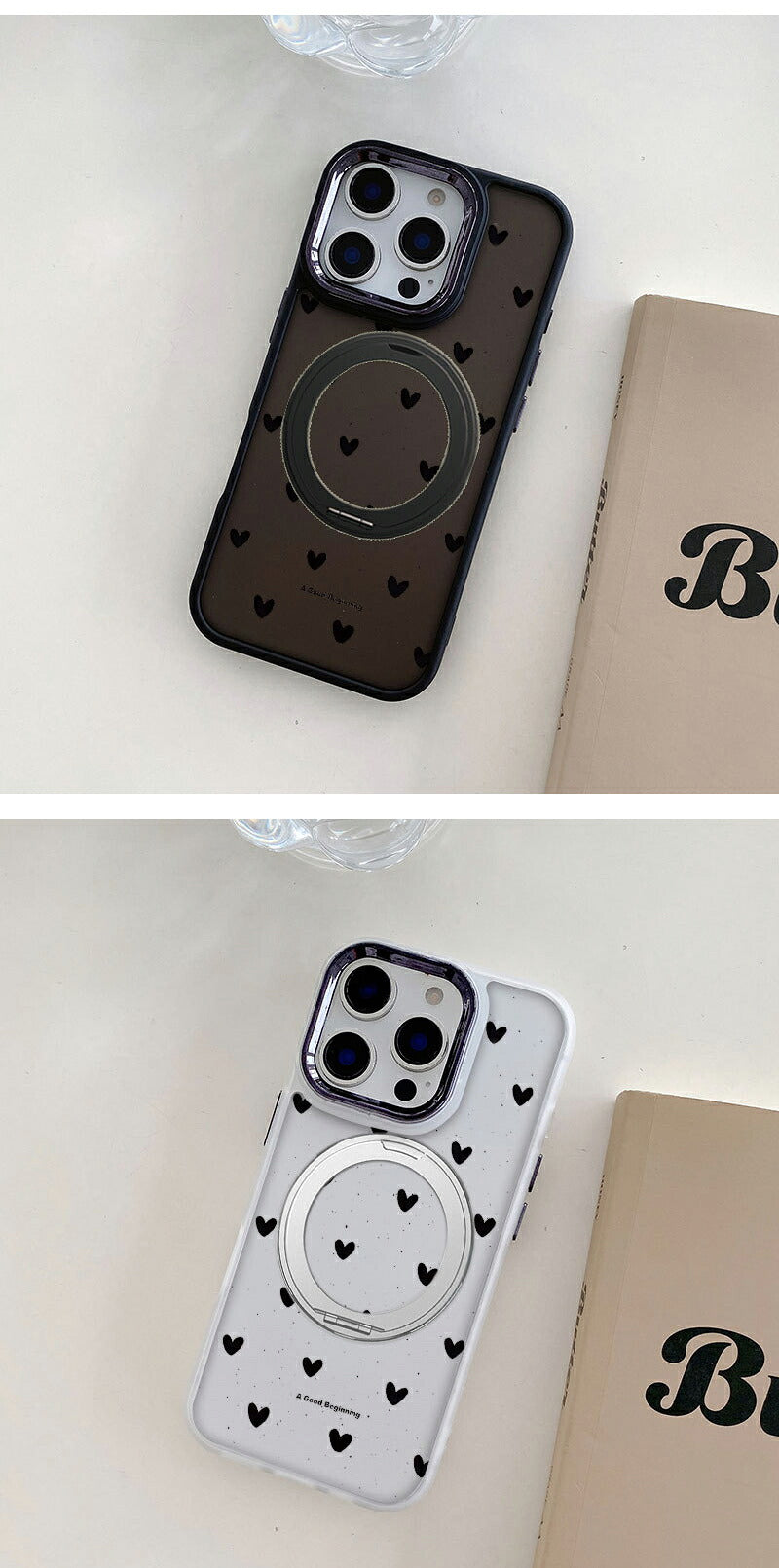アイフォン17ケース マグセーフ アイフォン16ケース magsafe ハート柄 スマフォケース 折り畳み式 シンプル iPhoneAirケース 耐衝撃 ブラック おしゃれ カメラ保護 マグネット 可愛い ハート カジュアル iPhone15