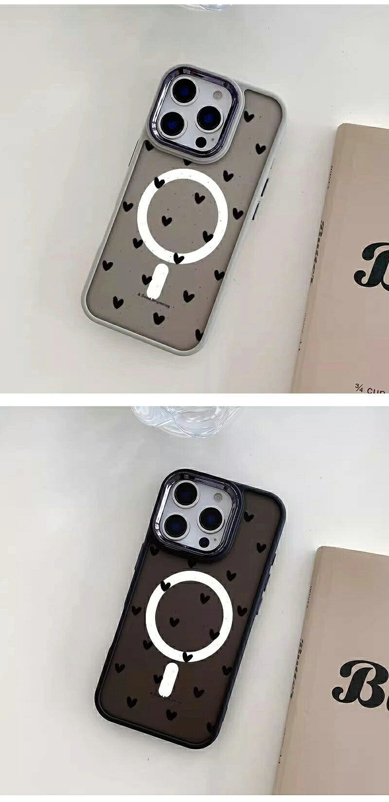 アイフォン17ケース マグセーフ アイフォン16ケース magsafe ハート柄 スマフォケース 折り畳み式 シンプル iPhoneAirケース 耐衝撃 ブラック おしゃれ カメラ保護 マグネット 可愛い ハート カジュアル iPhone15