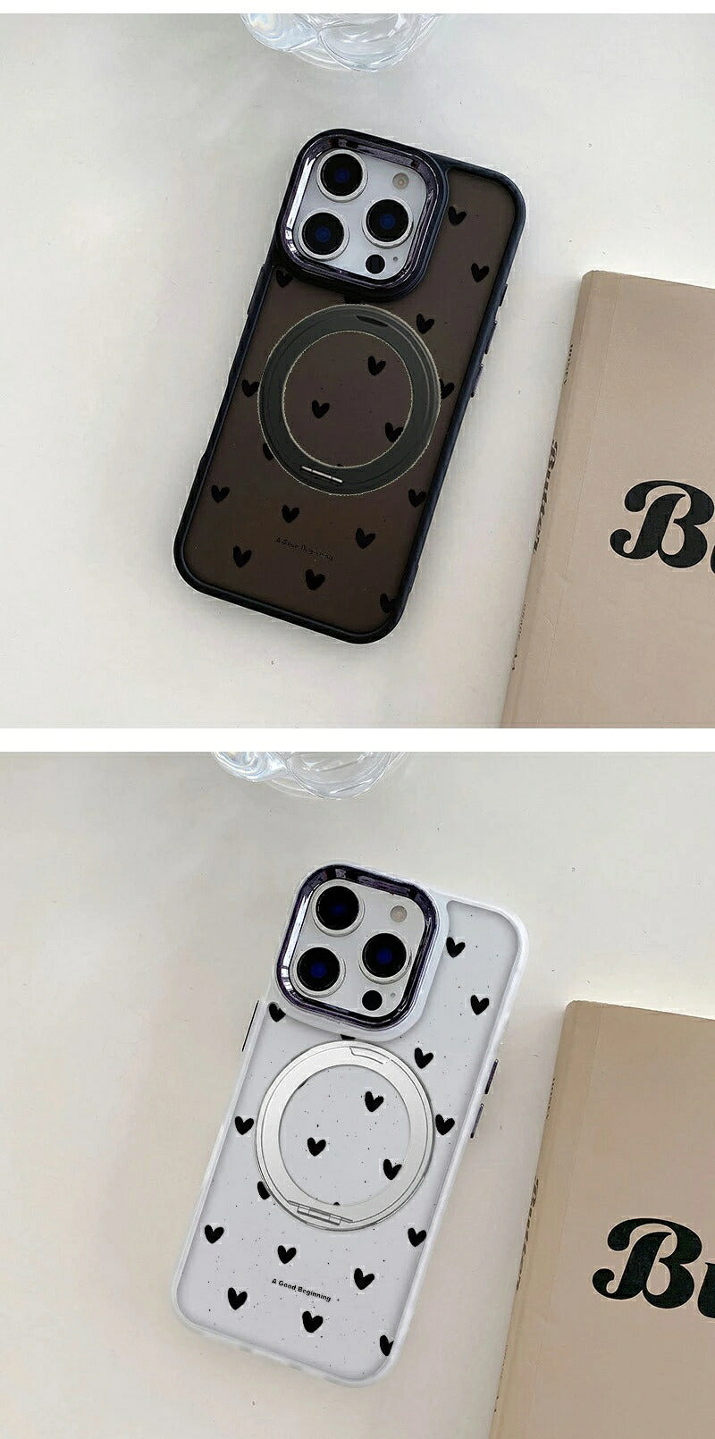 アイフォン17ケース マグセーフ アイフォン16ケース magsafe ハート柄 スマフォケース 折り畳み式 シンプル iPhoneAirケース 耐衝撃 ブラック おしゃれ カメラ保護 マグネット 可愛い ハート カジュアル iPhone15