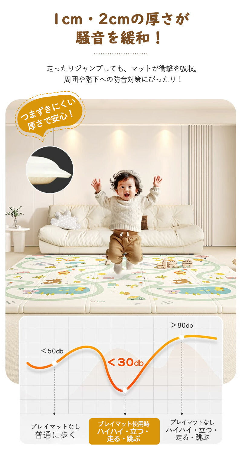 【クーポン利用で3,980円~★20日終了！】【かわいい14柄 ギフト用手持ちバック】プレイマット 折りたたみ ベビー 幼稚園 両面仕様 道路 防水 赤ちゃん playmat-1001