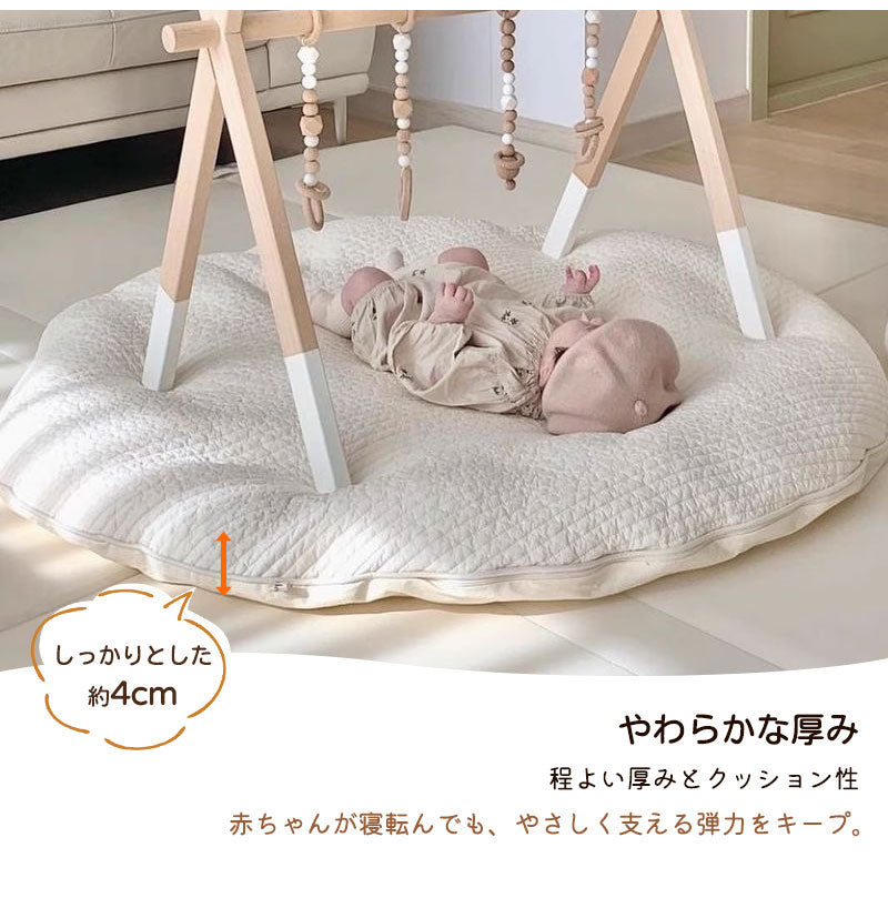 サニーマット ベビー ベビーマット ラグ マット 出産祝い ラテックス製 月齢フォト ごろ寝 寝相 アート 赤ちゃん プレゼント ギフト 円形 イブルマット ラウンドマット お昼寝マット おむつ替え マット 新生児 おしゃれ インテリア タッセル 花柄キルティング
