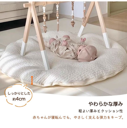 サニーマット ベビー ベビーマット ラグ マット 出産祝い ラテックス製 月齢フォト ごろ寝 寝相 アート 赤ちゃん プレゼント ギフト 円形 イブルマット ラウンドマット お昼寝マット おむつ替え マット 新生児 おしゃれ インテリア タッセル 花柄キルティング