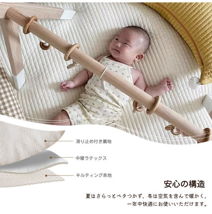 サニーマット ベビー ベビーマット ラグ マット 出産祝い ラテックス製 月齢フォト ごろ寝 寝相 アート 赤ちゃん プレゼント ギフト 円形 イブルマット ラウンドマット お昼寝マット おむつ替え マット 新生児 おしゃれ インテリア タッセル 花柄キルティング