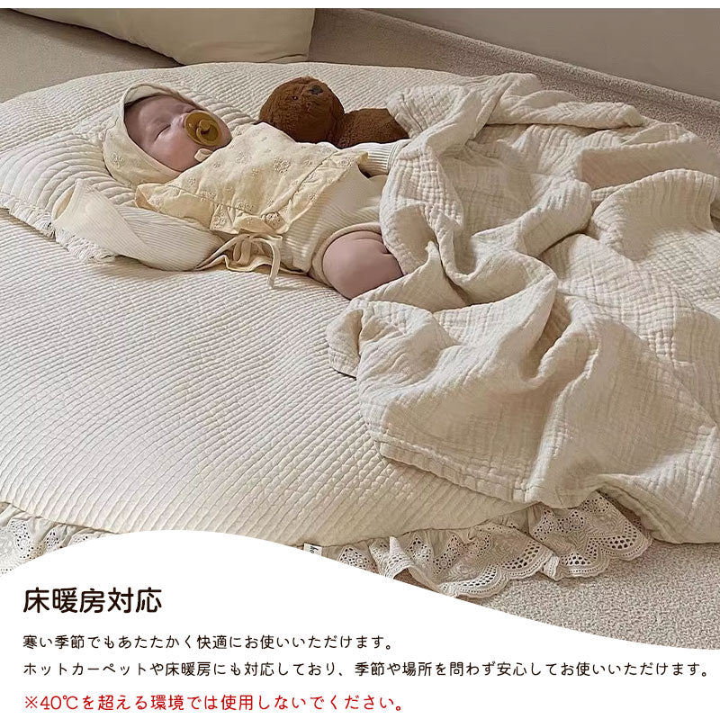 サニーマット ベビー ベビーマット ラグ マット 出産祝い ラテックス製 月齢フォト ごろ寝 寝相 アート 赤ちゃん プレゼント ギフト 円形 イブルマット ラウンドマット お昼寝マット おむつ替え マット 新生児 おしゃれ インテリア タッセル 花柄キルティング
