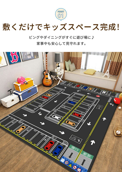 ラグ 子供部屋 車 プレイマット プレイ 男の子 子供用 カーペット 子供 女の子 キッズ ラグマット マット 洗える  防音 防汚 キッズラグ ベビー トミカ 道路 プラレール 電車 線路 プレーマット こども 道路柄 道路ラグ ロードマップ 保育園 出産祝い
