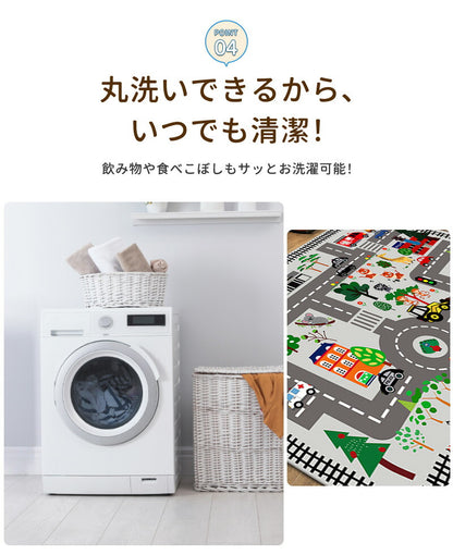 ラグ 車 子供部屋 プレイマット プレイ 男の子 子供用 カーペット 子供 女の子 キッズ ラグマット マット 洗える 防音 防汚 キッズラグ ベビー トミカ 道路 プラレール 電車 線路 プレーマット こども 道路柄 道路ラグ ロードマップ 保育園 出産祝い