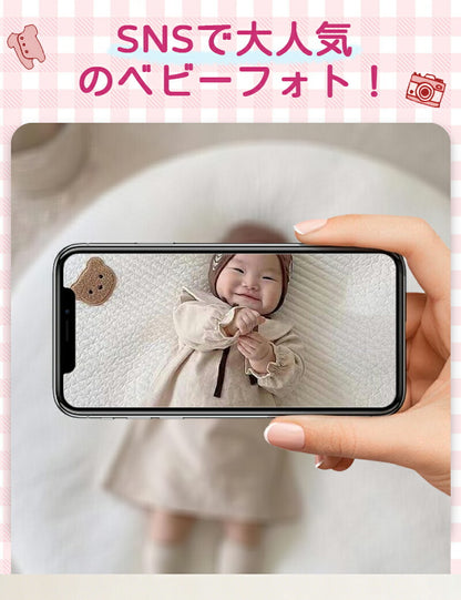 サニーマット ベビーマット 洗える 厚手 85cm 円形 お昼寝マット 赤ちゃん クッション ラグ キルティング 刺繍 月齢フォト 寝相アート ごろ寝マット プレイマット よちよち 爬行 ラウンド 出産祝い プレゼント かわいい おしゃれ