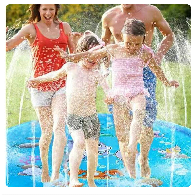 噴水 プール 噴水マット 夏休み 水遊び 家庭用 キッズ 子ども 犬 暑さ対策 コンパクト 自宅 庭 2歳 スプラッシュプール プレイマット シャワー ビニールプール 直径 170cm おもちゃ ベビープール 浮き輪マット サークル 噴水池 子供用 犬用プール 庭 芝生遊び
