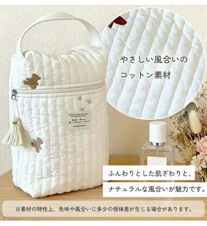 ヌビ 哺乳瓶ポーチ 2WAY マグポーチ 大容量 ミルクポーチ 刺繍入り 哺乳瓶ケース 軽量 保冷バッグ ミルク 離乳食 ベビー 赤ちゃん 収納 ポーチ 持ち運び おしゃれ かわいい