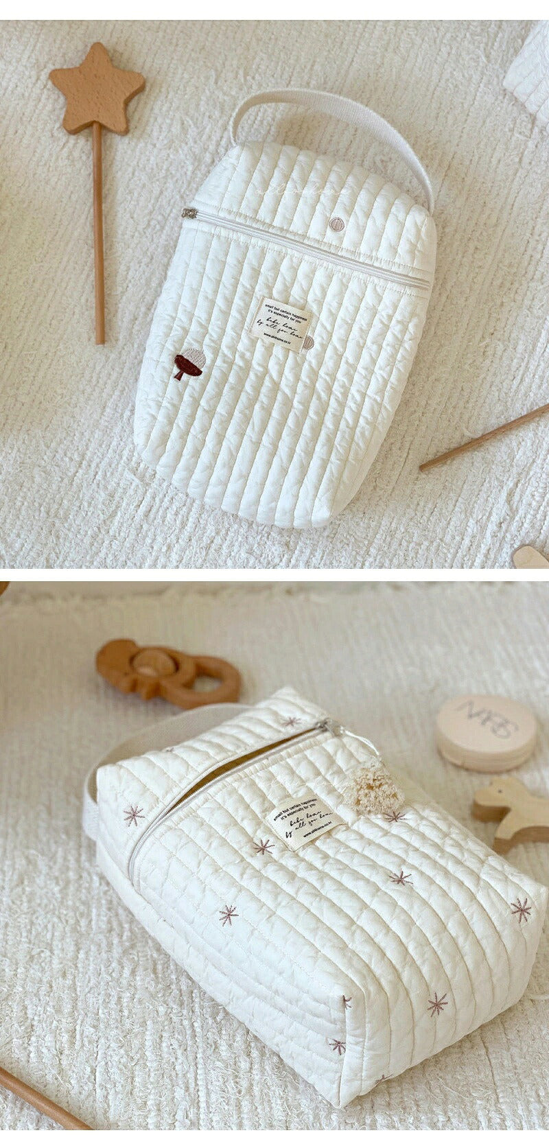 ヌビ 哺乳瓶ポーチ 2WAY マグポーチ 大容量 ミルクポーチ 刺繍入り 哺乳瓶ケース 軽量 保冷バッグ ミルク 離乳食 ベビー 赤ちゃん 収納 ポーチ 持ち運び おしゃれ かわいい