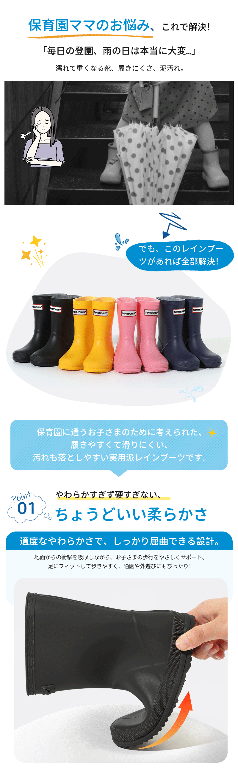 キッズ レインブーツ 長靴 子供用 子ども こども ベビー 幼児 小学生 女の子 男の子 通園 通学 雪遊び 雨具 雨靴 軽量 軽い 安全 シンプル 無地 おしゃれ
