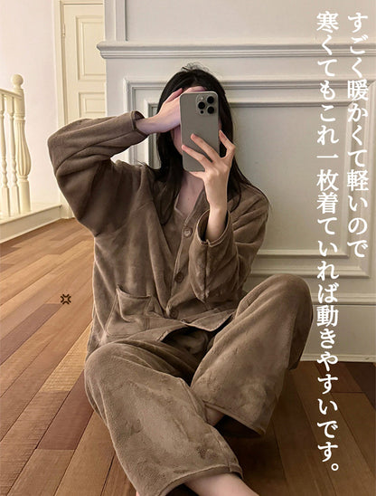 パジャマ レディース  メンズサイズ 大きいサイズ ルームウェア 上下セット 冬 着る毛布 もこもこ【ふわもこパジャマ ストレート 裾絞り】セット ハイネック 部屋着 暖かい あったか かわいい 長袖 ペア ペアルック お揃い クリスマス プレゼント ラッピング 女性