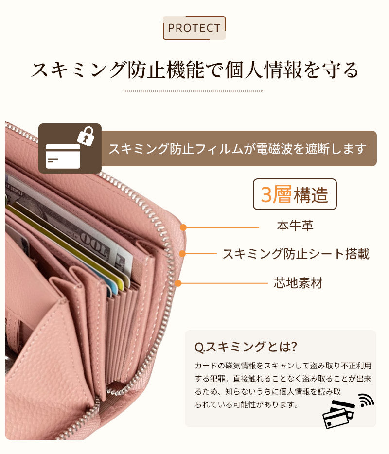 長財布 財布 本革 長ウォレット メンズ レディース 多機能財布 お札が折れない 薄型 小さめ スリム 使いやすい カードたくさん ファスナー じゃばら 小銭入saifu-3008