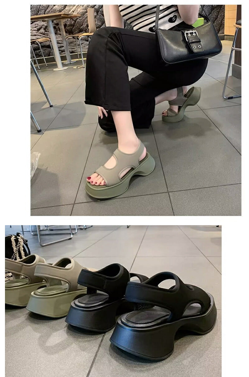 レディース スポーツサンダル 厚底 コンフォートサンダル 軽量 歩きやすい おしゃれ インスタ大人気のダッドシューズ風サンダル ビーチ アウトドア 通勤 通学に最適 美脚効果抜群 防滑 リラックス感満載 22.5～25cm プレゼント用にも最適