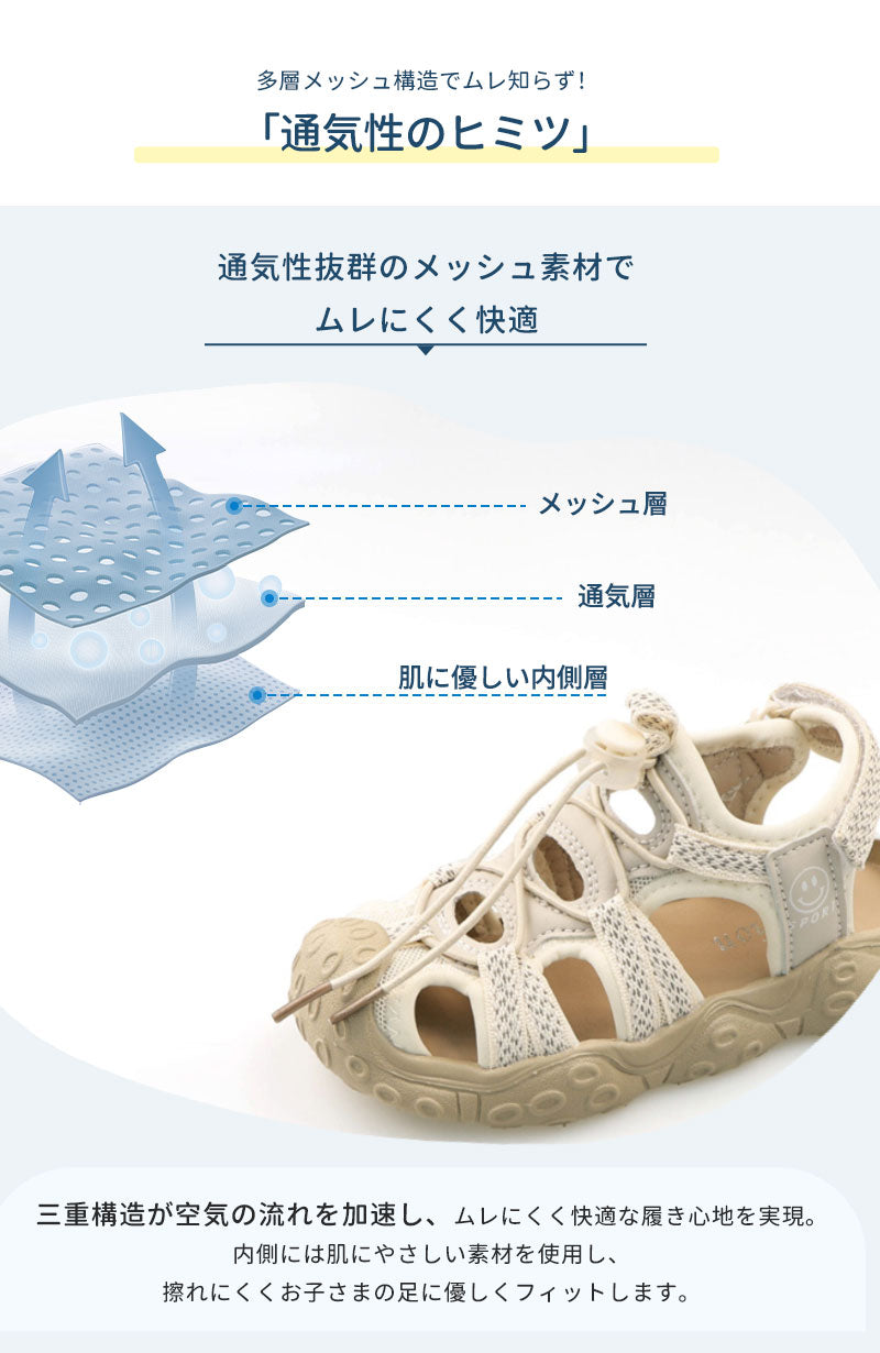 サンダル 履きやすい 子供靴 スポーツ 女の子 こども 男の子 キッズサンダル 滑りにくい ベビー マジックテープ 面ファスナー スポーツサンダル 赤ちゃん 14cm 15cm 子供サンダル メッシュ ベビーシューズ 脱げない 脱げ防止 軽量 12cm 13cm 柔らかい かかと付き プール 夏
