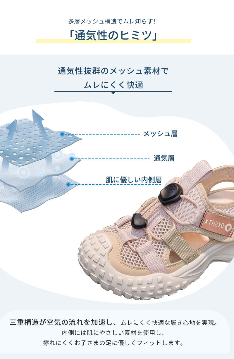 サンダル 履きやすい 子供靴 スポーツ 女の子 こども 男の子 キッズサンダル 滑りにくい ベビー マジックテープ 面ファスナー スポーツサンダル 赤ちゃん 14cm 15cm 子供サンダル メッシュ ベビーシューズ 脱げない 脱げ防止 軽量 12cm 13cm 柔らかい かかと付き プール 夏