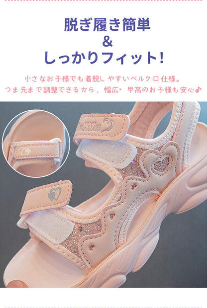 サンダル スポーツサンダル キッズ 女の子 ガールズ キッズ ジュニア 子供 子ども 子ども靴 スポサン 軽量 かわいい おしゃれ トレンド パープル/ピンク アウトドア 海 プール 夏 柔らかい 柔らかい プール
