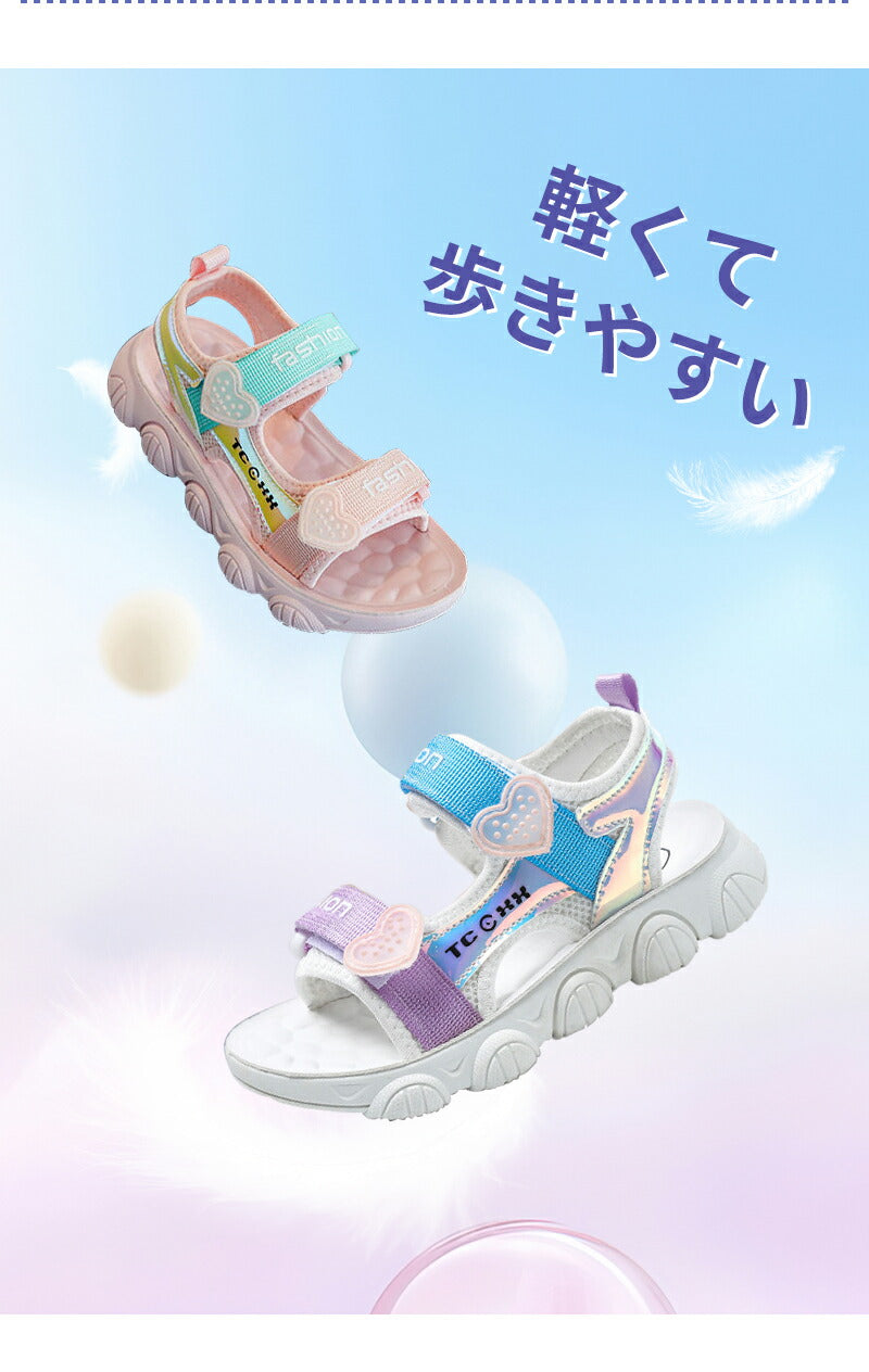 サンダル 履きやすい 子供靴 スポーツ 女の子 こども 男の子 キッズサンダル 滑りにくい ベビー マジックテープ 面ファスナー スポーツサンダル 赤ちゃん 14cm 15cm 子供サンダル メッシュ ベビーシューズ 脱げない 脱げ防止 軽量 12cm 13cm 柔らかい かかと付き プール 夏
