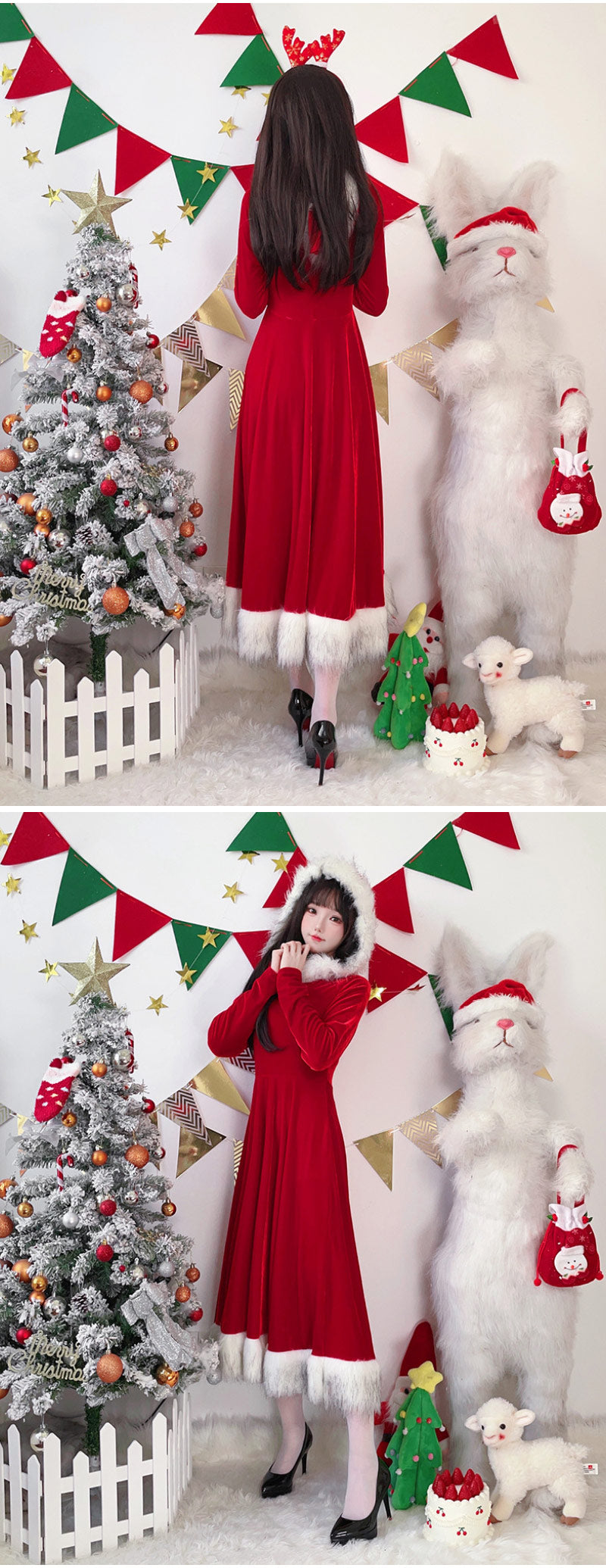 サンタ コスプレ クリスマス  レディース サンタコスプレ クリスマス コスチューム ベアトップ衣装 セクシー サンタクロース フェイクファー 定番サンタコスプレ 赤 パーティー 大人 通販 コスプレ衣装 【送料無料】