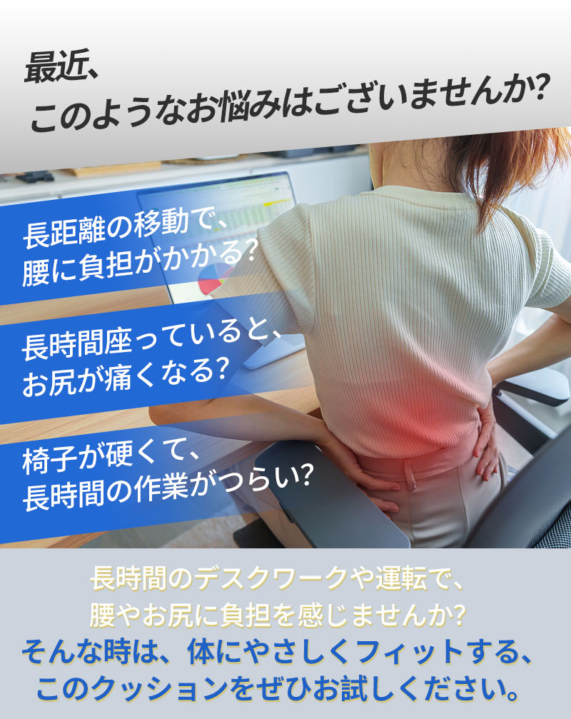 クッション 椅子 背もたれ 低反発 座布団 長時間 座椅子 疲れない 骨盤サポート いす用 クッションセット 腰まくら 腰seat-002