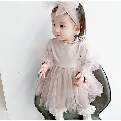 ヘアバンド付き ベビードレス ドレス ベビー ワンピース ロンパース 女の子 半袖 長袖 チュール ベビー服 セレモニードレス 赤ちゃん かわいい 可愛い おしゃれ 66 73 80 90 お宮参り フォーマル 結婚式 七五三 記念日 子供 キッズ
