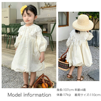 子供ワンピース 付け襟 ベビー ワンピース 可愛い レースワンピース ふんわり セレモニードレス お姫様風 子供ドレス キッズワンピース 誕生日 スカート フォーマルワンピース 結婚式 ギャザー 春夏秋 おしゃれ 子供 ホワイト 女の子 カジュアル