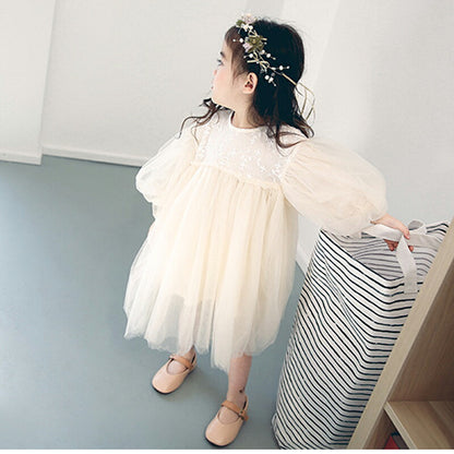 一部即納★【送料無料】ベビー ワンピース 長袖 80 結婚式 フォーマル チュール ベビー服 女の子 ベビードレス 90 100 キッズ 赤ちゃん レースドレス ホワイト ふんわり チュチュ お宮参り 人気 刺繍 膝丈 チュール フレア お出かけ おしゃれ チュールワンピース