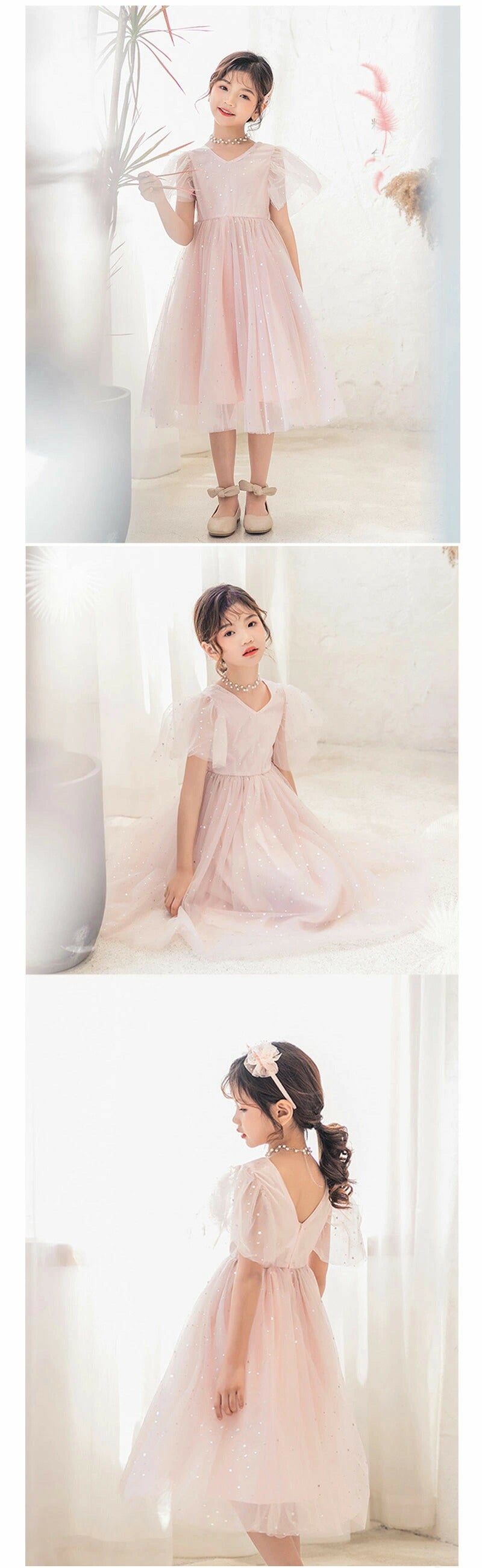 女の子 チュールワンピース 子供 ドレス キッズ ロングワンピース 発表会 キラキラ 子供服 半袖 ジュニア ワンピース 小学生 夏ワンピ ピアノ ふわふわ フォーマル フレア 星柄 ふんわり感 膝丈 チュール