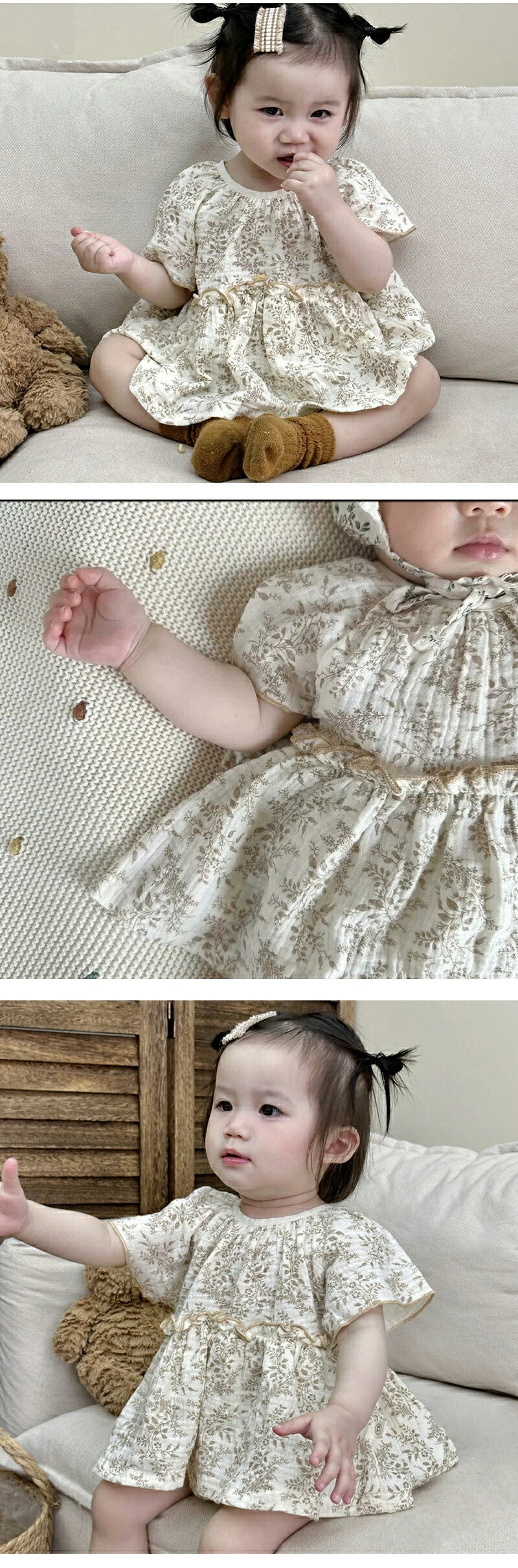 ロンパース 半袖 ベビー服 リーフ 女の子 カバーオール ノースリーブ 夏 赤ちゃん 新生児 綿 コットン かわいい おしゃれ 子供服 キッズ 春夏 春 秋 出産祝い ギフト 外出着