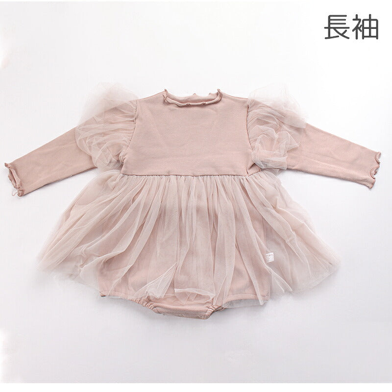 ヘアバンド付き ベビードレス ドレス ベビー ワンピース ロンパース 女の子 半袖 長袖 チュール ベビー服 セレモニードレス 赤ちゃん かわいい 可愛い おしゃれ 66 73 80 90 お宮参り フォーマル 結婚式 七五三 記念日 子供 キッズ