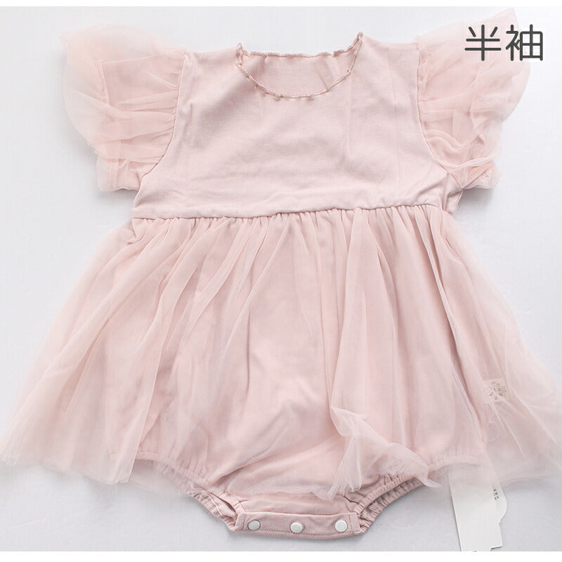 ヘアバンド付き ベビードレス ドレス ベビー ワンピース ロンパース 女の子 半袖 長袖 チュール ベビー服 セレモニードレス 赤ちゃん かわいい 可愛い おしゃれ 66 73 80 90 お宮参り フォーマル 結婚式 七五三 記念日 子供 キッズ