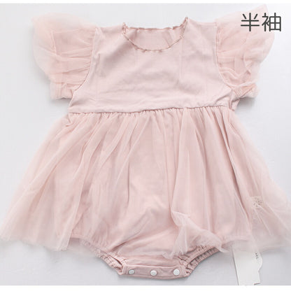 ヘアバンド付き ベビードレス ドレス ベビー ワンピース ロンパース 女の子 半袖 長袖 チュール ベビー服 セレモニードレス 赤ちゃん かわいい 可愛い おしゃれ 66 73 80 90 お宮参り フォーマル 結婚式 七五三 記念日 子供 キッズ