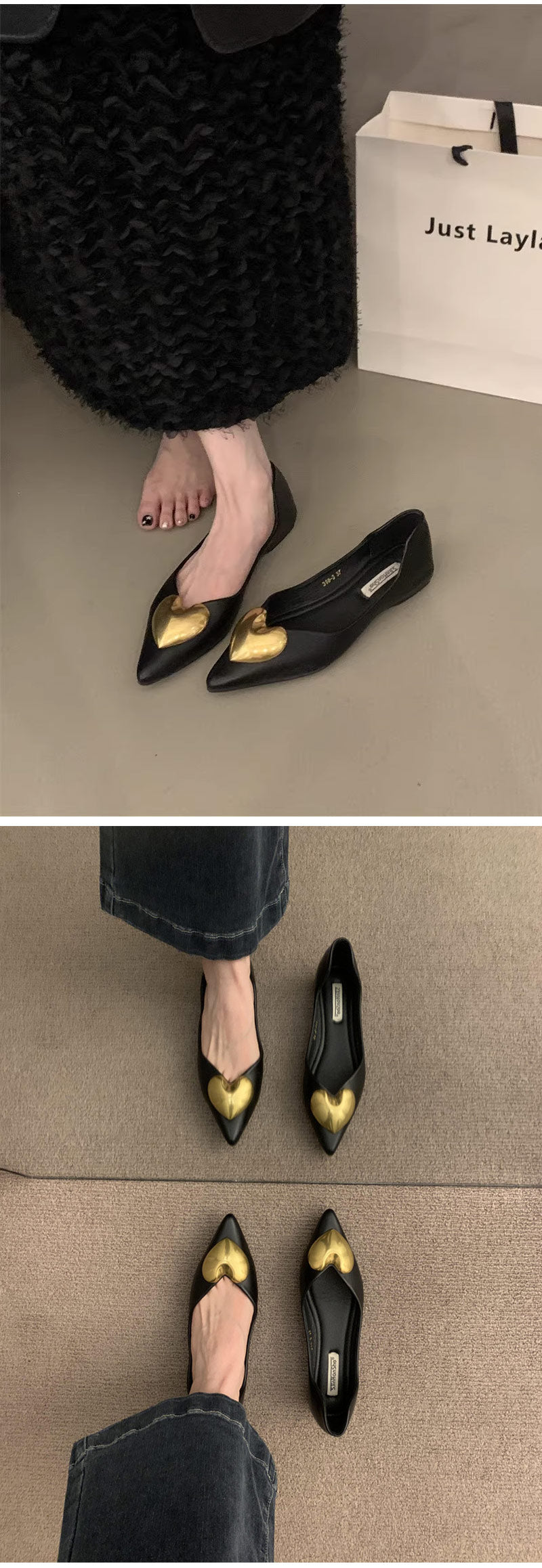 シューズ レディース 靴 ハート パンプス ローヒール ぺたんこ ローヒール バレエシューズ フラットシューズ ポインテッドトゥ ハート ハートフラットパンプス 25年春夏新作 ブラック ベージュ マスタード