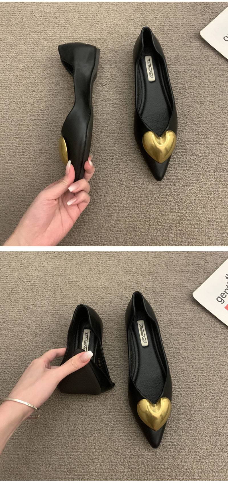 シューズ レディース 靴 ハート パンプス ローヒール ぺたんこ ローヒール バレエシューズ フラットシューズ ポインテッドトゥ ハート ハートフラットパンプス 25年春夏新作 ブラック ベージュ マスタード