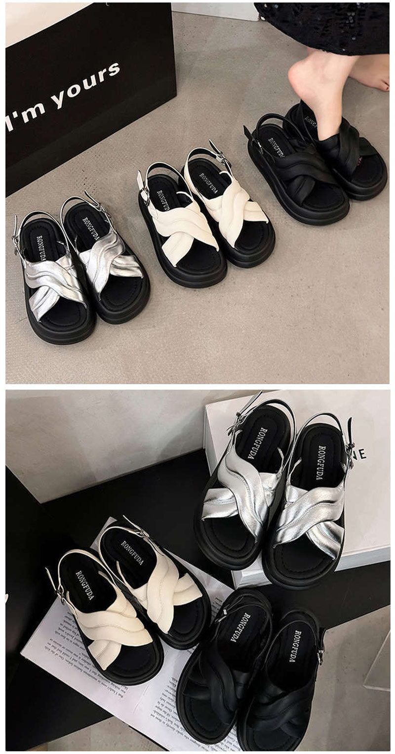 厚底サンダル 厚底 サンダル レディース パデット パデッド バック ストラップ ブラック 黒 白 アイボリー シルバー メタリック 旅行 レジャー ライブ スポーツサンダル スポサン 25年春夏新作