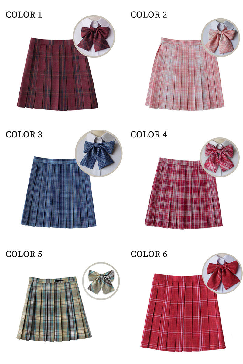 レディース スクールスカート 女子高生 スカート リボン ボウタイ チェックスカート プリーツスカート 制服 高校生 中学生 学生服 ギンガム チェック柄 コスskirt-002
