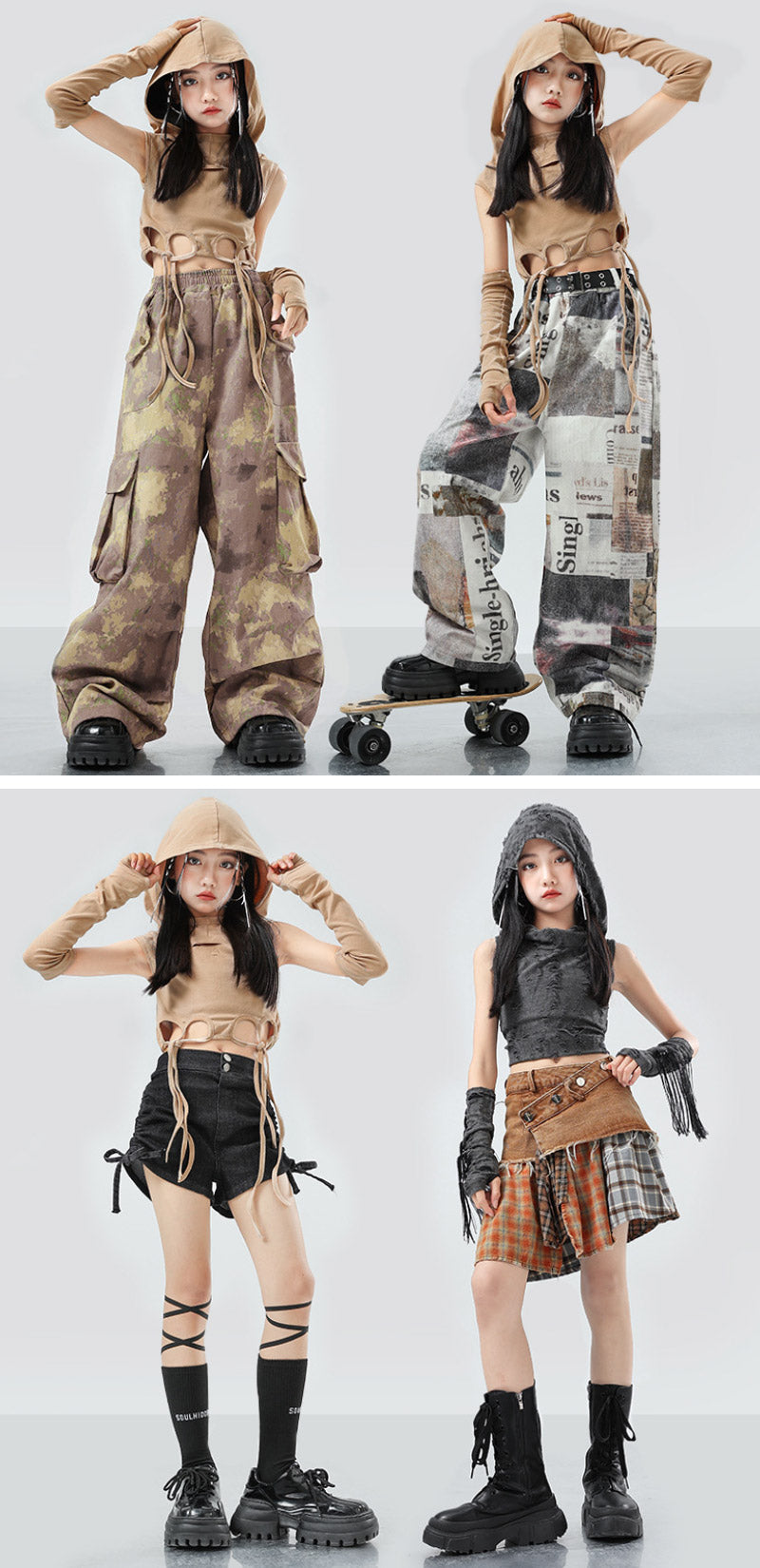 ダンス衣装 キッズ 衣装 セットアップ jazz k-pop キッズダンス衣装 デニム 子供服 女の子 ヘソ出し グレー ベージュ デニム チア ヒップホップ キッズダンス k-pop衣装 アームカバー 片腕 黒トップス ロングパンツ ジャズダンス 発表会 チアガール 韓国ファション 演出服