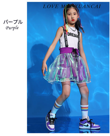 ダンス衣装 キッズ 衣装 セットアップ jazz k-pop キッズダンス衣装 デニム 子供服 女の子 ヘソ出し グレー ベージュ デニム チア ヒップホップ キッズダンス k-pop衣装 アームカバー 片腕 黒トップス ロングパンツ ジャズダンス 発表会 チアガール 韓国ファション 演出服