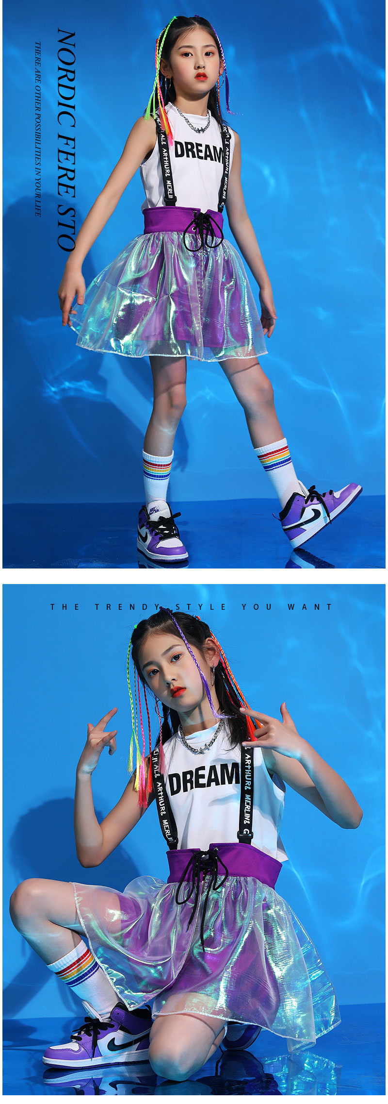 ダンス衣装 キッズ 衣装 セットアップ jazz k-pop キッズダンス衣装 デニム 子供服 女の子 ヘソ出し グレー ベージュ デニム チア ヒップホップ キッズダンス k-pop衣装 アームカバー 片腕 黒トップス ロングパンツ ジャズダンス 発表会 チアガール 韓国ファション 演出服