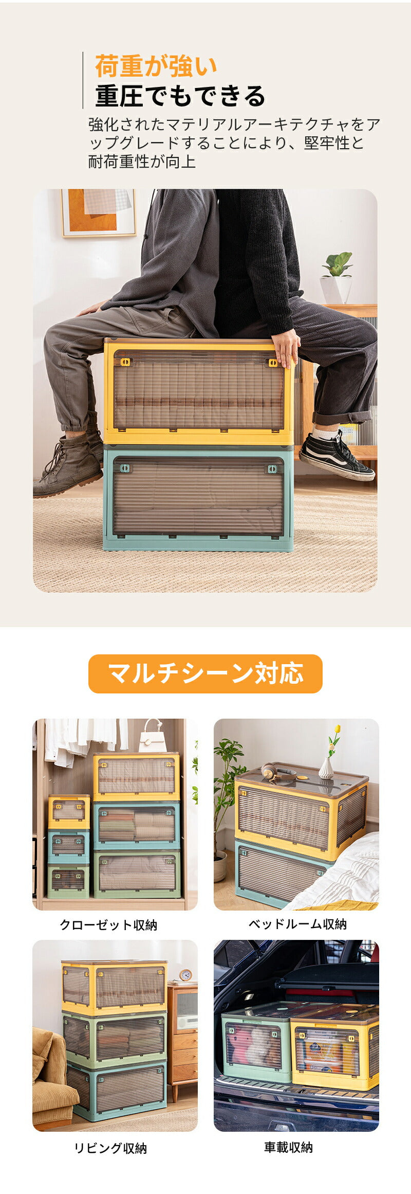 【クーポン利用で2682円★21日終了】収納ボックス 折りたたみ 6サイズ 5面開き 大容量 収納ボックス 扉付き プラスチック キャスター付き 健康材質 収納storage-006