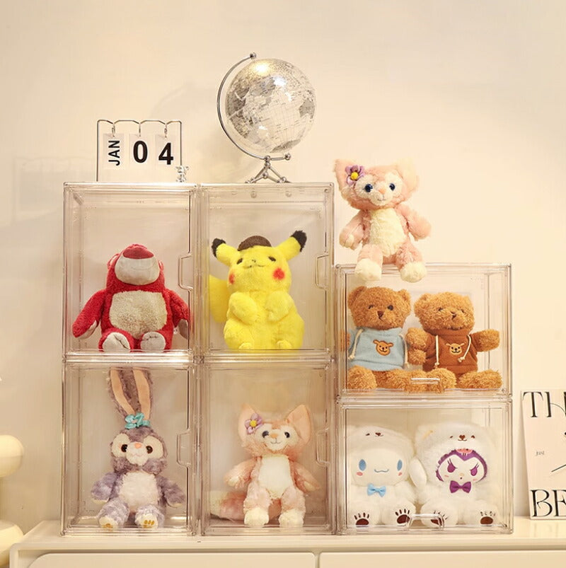 ぬいぐるみ収納ケース 透明 シューズボックス ウインナーケース 透明フィギュアケース アクリルケース 展示用 収納ボックス 収納ケース ケース 箱 棚 収納 バstorage-0136v2