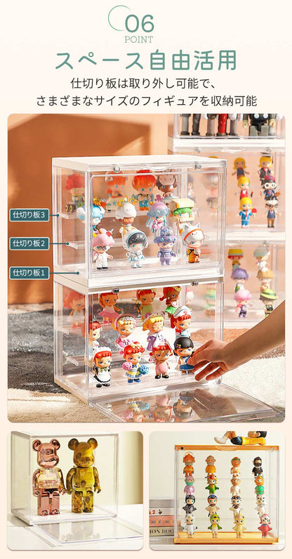 フィギュアケース 組み立て式 収納 ビッグサイズ 展示ボックス 高品質 3段 4段 コレクションケース コレクション ボックス クリアケース 積み重ね可能 扉付き 透明 アクリル コレクションケース コレクションボックス アクリルケース