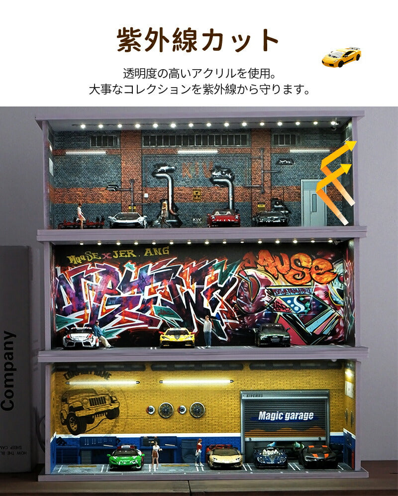 トミカ ケース ミニカーディスプレイ ミニカー　スタンドタイプ 1/64 led  卓上   収納ケース 収納 収納棚 棚 卓上 ライト フィギュアケース アクstorage-0150