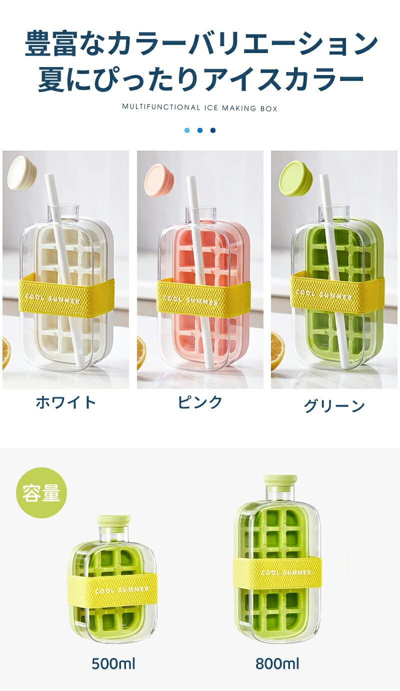 製氷皿 シリコン 製氷器 大容量 ストロー付き アイストレー 透明蓋付 保存ケース 蓋付き 冷蔵庫専用 簡単に取り出す 漏れ防止 超低温耐性 夏休み 冷たい飲みstorage-0155