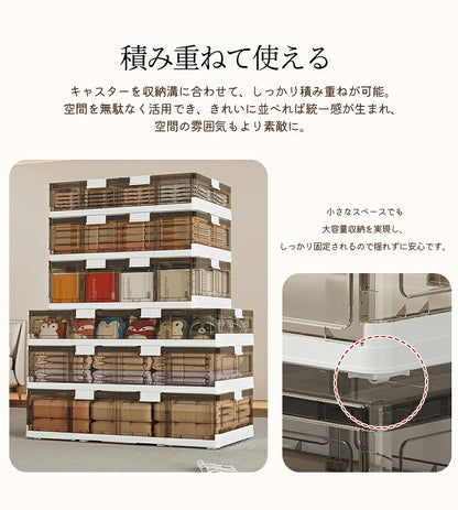 ベッド下 収納ボックス 折りたたみ 27L/38L /35L /50L キャスター ソファ下 コンテナ 折畳み 収納ケース 大容量 押入れ収納 組立簡単 積み重ね ベッド下収納ボックス 透明収納ケース 布団  薄型 折り畳み キャスター付き 収納